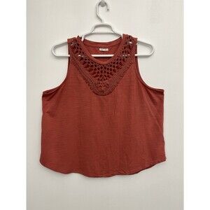 Maurices Women’s Sleeveless Crochet Tank Top Plus Size 2X Mauve Pink Pullover